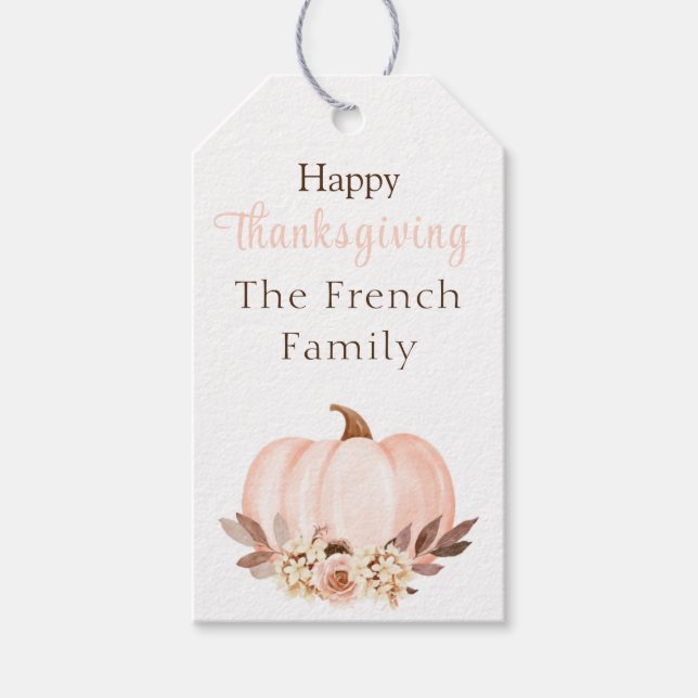 Rustic Happy Thanksgiving Gift Tag (Front)