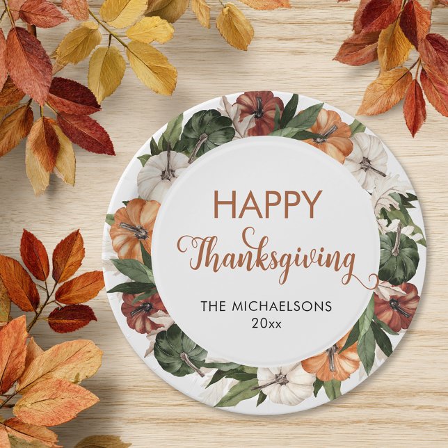 Rustic Happy Thanksgiving Pumpkin Paper Plates (Rustic Happy Thanksgiving Pumpkin Paper Plates)