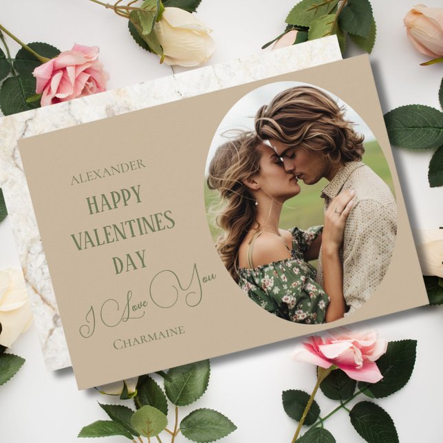 Rustic Happy Valentines Day Couple Photo Holiday Card (Creator Uploaded)