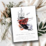 Rustic Harbor Yacht Sailboat Watercolor Wedding Invitation