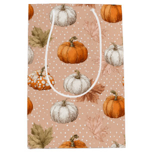 Rustic Harvest Autumn - Pumpkins & Leaves Medium Gift Bag