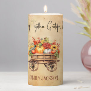 Rustic Harvest Napkin thanksgiving custom Pillar Candle
