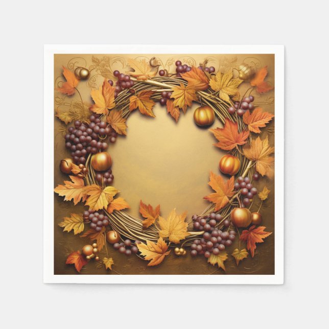 Rustic Harvest: Wreath Harvest Napkins (Front)