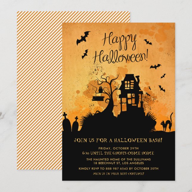 Rustic Haunted House Halloween Party Invitation (Front/Back)