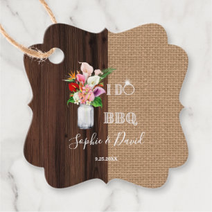 Rustic Hawaiian Floral Burlap Barn I DO Barbecue Favor Tags