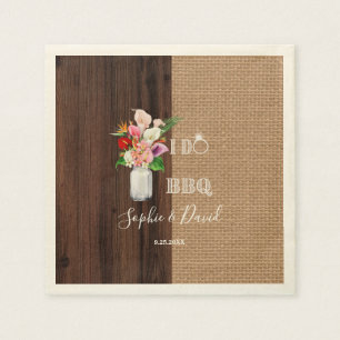 Rustic Hawaiian Floral Burlap Barn I DO Barbecue Napkins