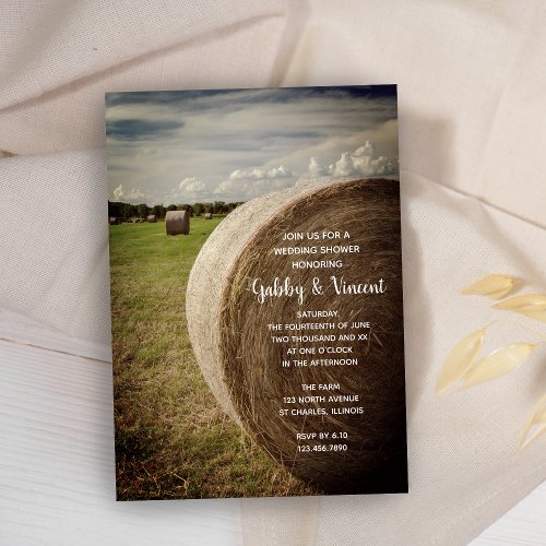 Rustic Hay Bales Ranch Wedding Shower Invitation
