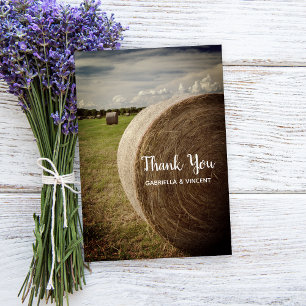 Rustic Hay Bales Ranch Wedding Thank You Card