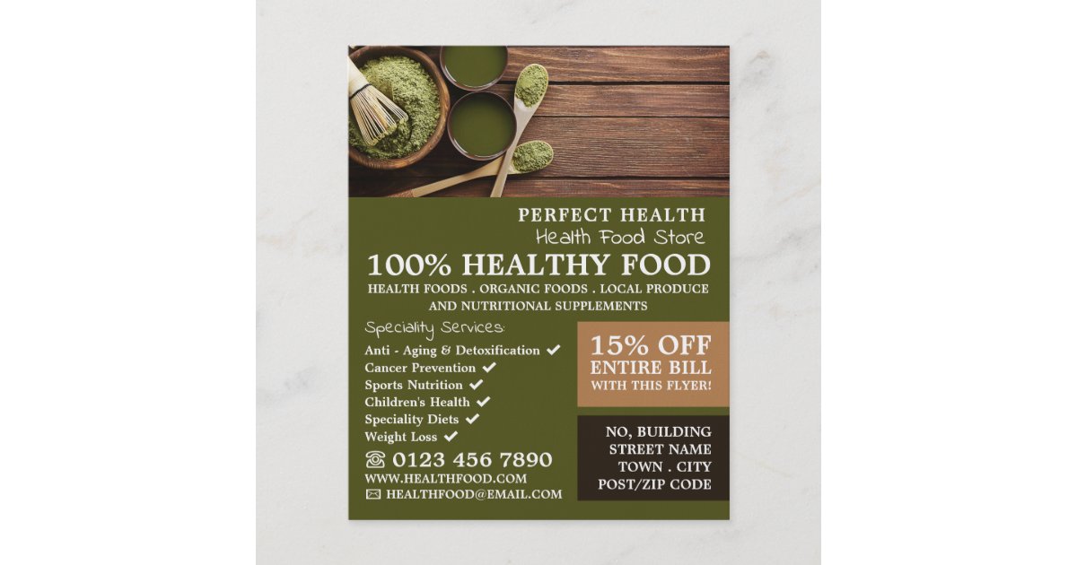 Rustic Health Food Store Advertising Flyer | Zazzle