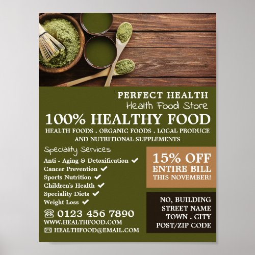Rustic Health Food Store Advertising Poster