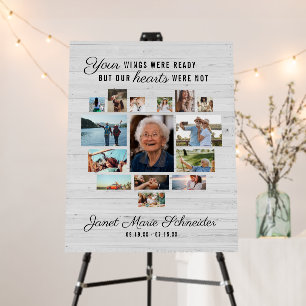 Rustic Heart 15 Photo Collage Funeral Memorial Foam Board