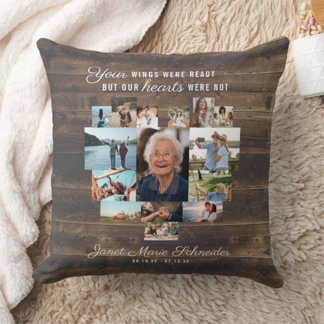 Rustic Heart | 15 Photo Collage Memorial Pillow (Blanket)