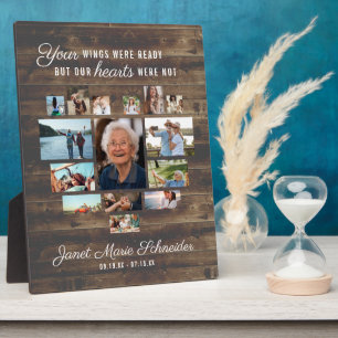 Rustic Heart   15 Photo Collage Memorial Plaque