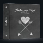 Rustic Heart and Arrows Chalkboard Wedding 3 Ring Binder<br><div class="desc">A pretty rustic wedding planner binder with a cute white heart and arrow design on a faux black chalkboard background.</div>