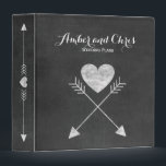 Rustic Heart and Arrows Chalkboard Wedding 3 Ring Binder<br><div class="desc">A pretty rustic wedding planner binder with a cute white heart and arrow design on a faux black chalkboard background.</div>