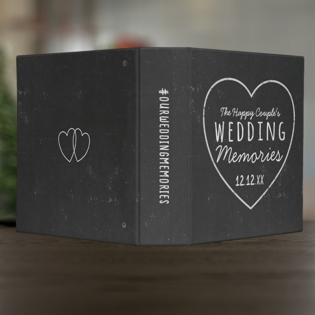 Rustic Heart Chalkboard Wedding Album 3 Ring Binder (Add your name and wedding date and fill with beautiful memories of a very special day)