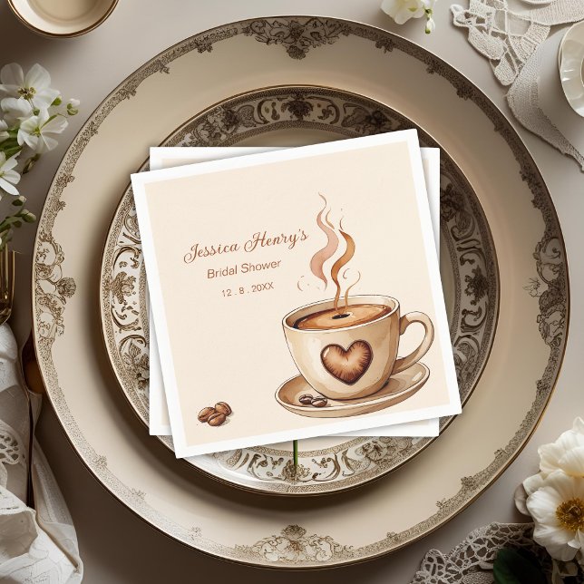Rustic Heart Coffee Mug Bridal Shower Napkins (Creator Uploaded)
