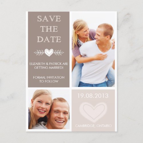 Rustic Heart Doodles Save the Date Photo Postcard