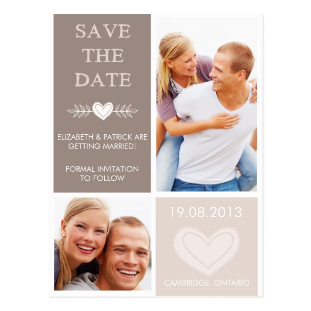 Rustic Heart Doodles Save The Date Photo Postcard