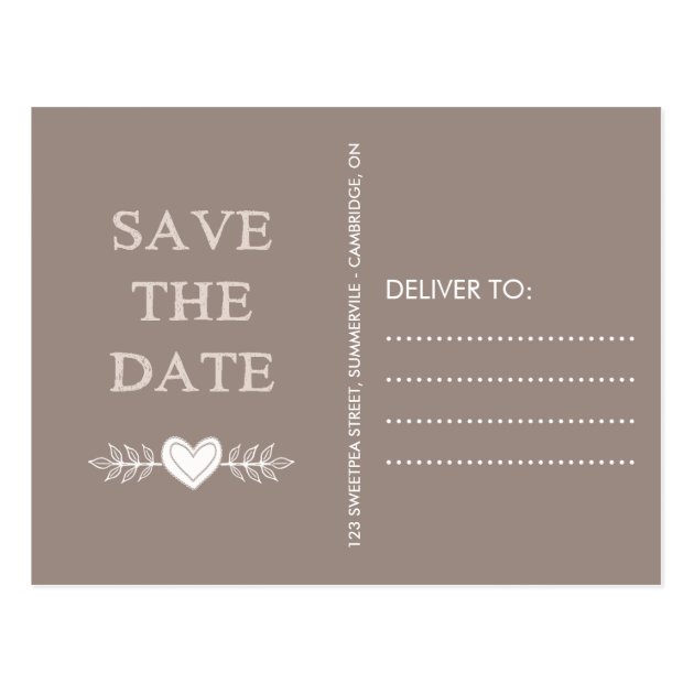 Rustic Heart Doodles Save The Date Photo Postcard