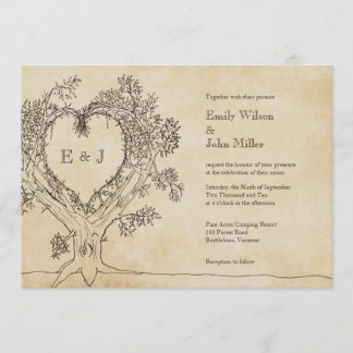 Rustic Heart in a Tree Wedding Invitations