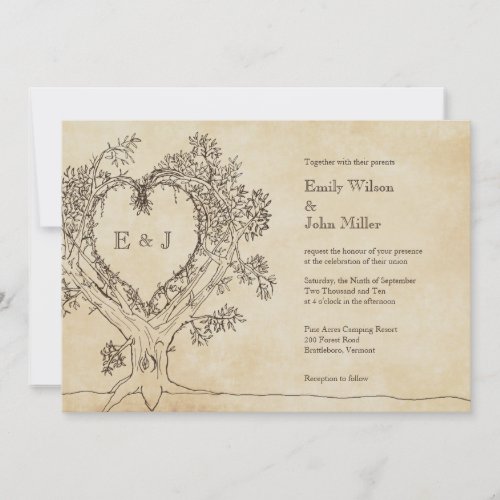 Rustic Heart in a Tree Wedding Invitations