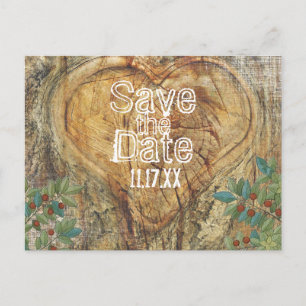 Rustic Heart in Tree Save the Date Announcement Postcard