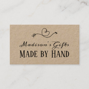 Rustic Heart Kraft Paper Made by Hand Handmade Business Card