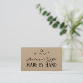 Rustic Heart Kraft Paper Made by Hand  | Handmade Business Card (Standing Front)