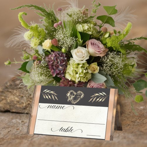 Rustic Heart & Monogram - Peach Place Card
