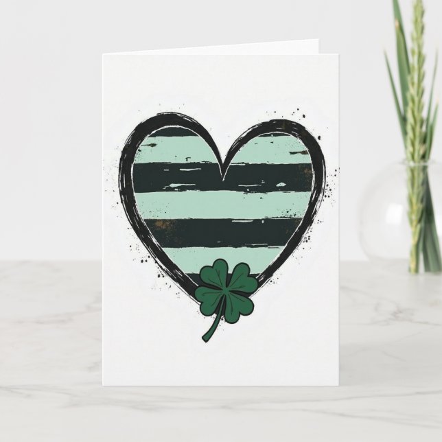 Rustic Heart Shamrock Love Card (Front)