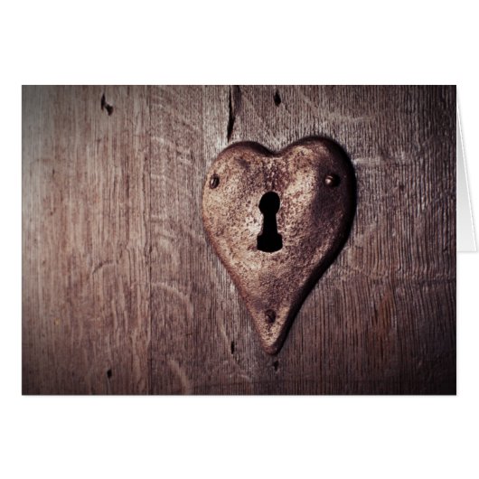 Rustic Heart Shaped Lock In Door Romantic Custom Cards (Front Horizontal)