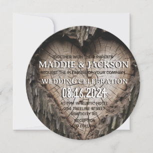 Rustic Heart Shaped Tree Wedding Invitation