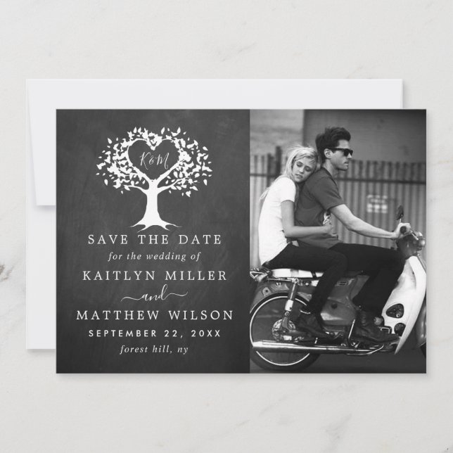Rustic Heart Tree Wedding Photo Save The Date (Front)