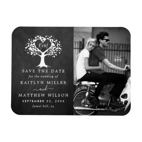 Rustic Heart Tree Wedding Photo Save The Date Magnet