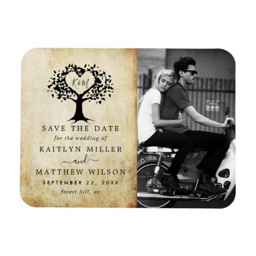 Rustic Heart Tree Wedding Photo Save The Date Magnet