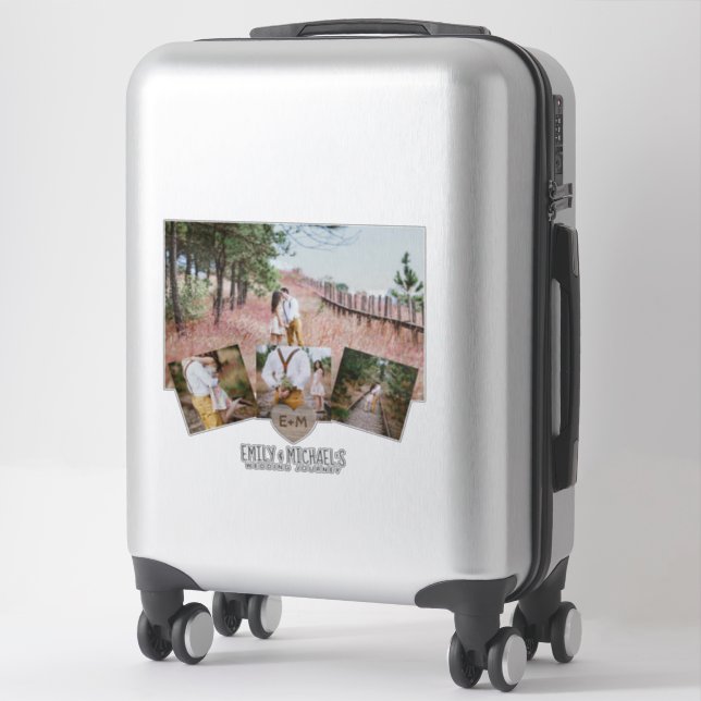 Rustic Heart Wedding Journey Honeymoon Travel Sticker (Suitcase)