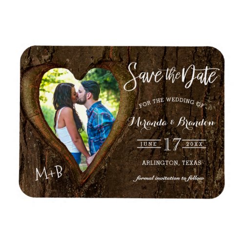 Rustic Heart with your Photo Save the Date Wedding Magnet