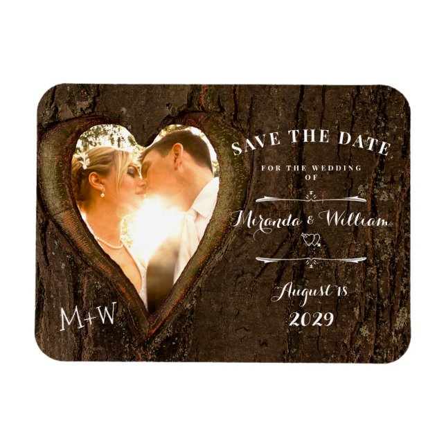 Rustic Heart with your Photo Save the Date Wedding Magnet (Horizontal)