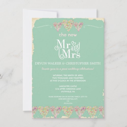 Rustic Hearts Chalkboard Post Wedding Invitation