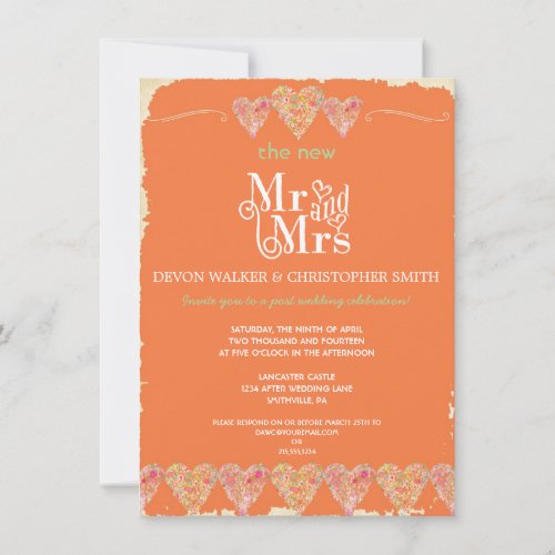 Rustic Hearts Chalkboard Post Wedding Invitation