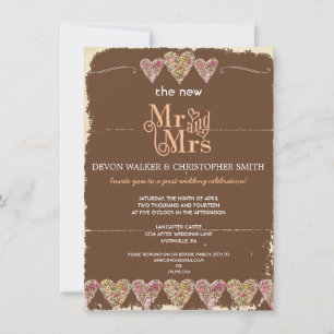 Rustic Hearts Chalkboard Post Wedding Invitation