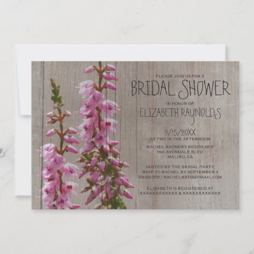Rustic Heather Bridal Shower Invitations