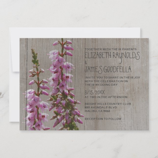 Rustic Heather Wedding Invitations (Front)