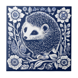 Rustic Hedgehog Ceramic Ceramic Tile