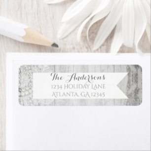 Rustic Heirloom Lace Barn Wood Wedding Label