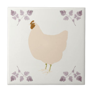 Rustic Hen Chicken and Chervil Herbs Ceramic Tile