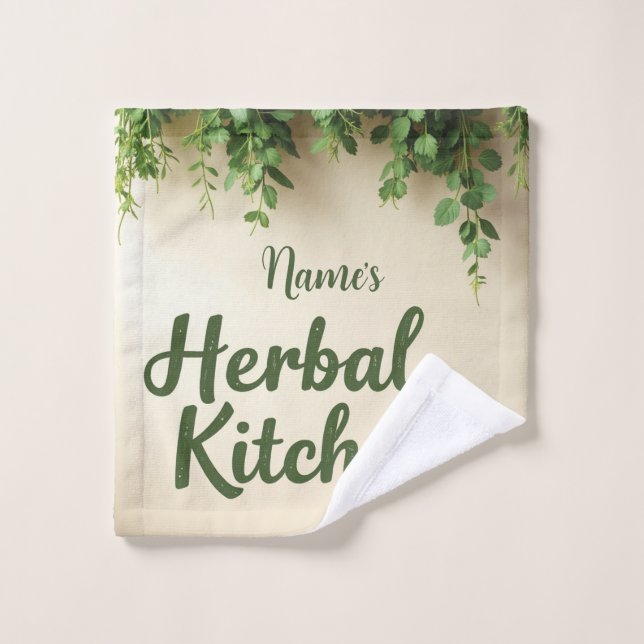 Rustic Herb Kitchen Personalized Towel (Wash Cloth)