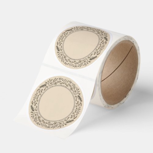 Rustic Herbal Wreath & Lavender Round Sticker Temp