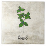 Rustic Herbs Basil Farmhouse Ceramic Tile<br><div class="desc">Basil herbs on a rustic background.  Simple script. Simple watercolor graphic was used to make this farmhouse ceramic tile.</div>